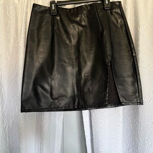 Lulus Black Vegan Leather Skirt